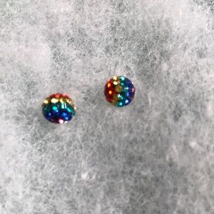 🌈 Rainbow Rhinestone Studs